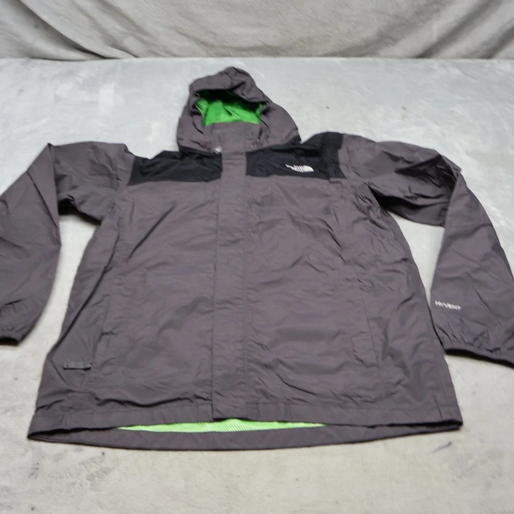 North Face Jacket Boys Large 14/16 Grey Ripstop Waterproof Light Pack Rain Wind
